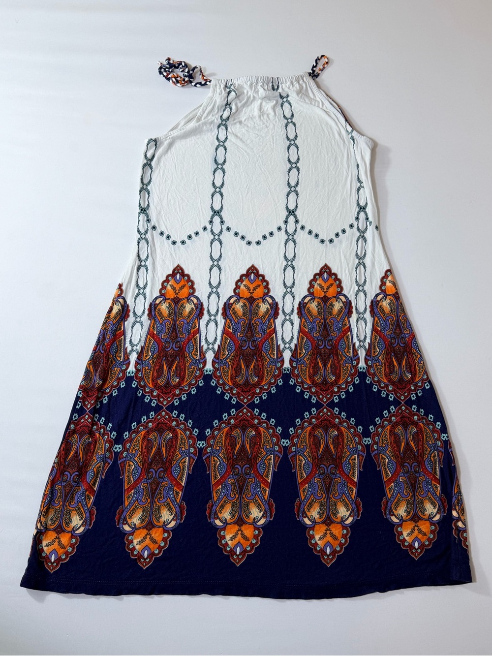 Lascana Venus Tuscany Halter Dress Women's Sz Med BOHO Colorful Adjustable Tie - Picture 7 of 7